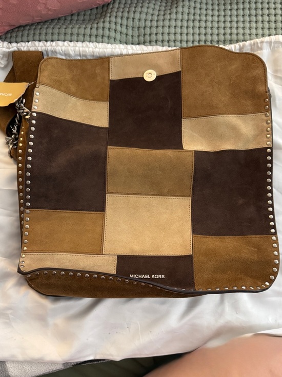 Michael Kors Patchwork Suede Shoulder Bag in Brown and Tan NEW WITH TAGS . - Picture 2 of 8